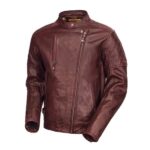 "CrimsonRide: Men's Oxblood Real Leather Motorcycle Jacket"