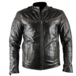 Mens Ultimate Distressed Black Biker Faux Leather Jacket