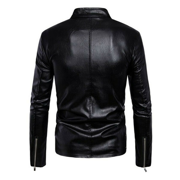 Metal Buttons Men's Motorcycle Real Leather Jacket | Free Shipping Included