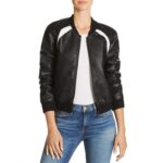 Black Leather Bomber Jacket for Women