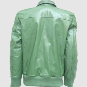 Green Bomber Men's Studded Leather Jacket