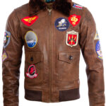 Men's Real Leather Vintage Pilot Flight Bomber Patch Jacket - Timeless Aviator Style