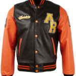 Men's Real Cow Hide Leather Varsity Patch Bomber - Classic Varsity Style