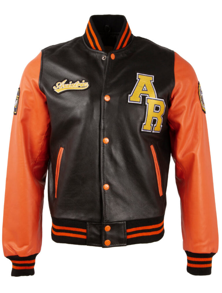 Men's Real Cow Hide Leather Varsity Patch Bomber