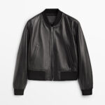 Classic Black Leather Bomber Jacket - Timeless Style