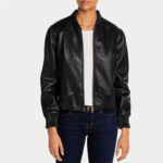 Trendy Women’s Faux Black Bomber Leather Jacket