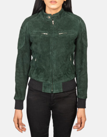 Zenna Green Suede Bomber Jacket
