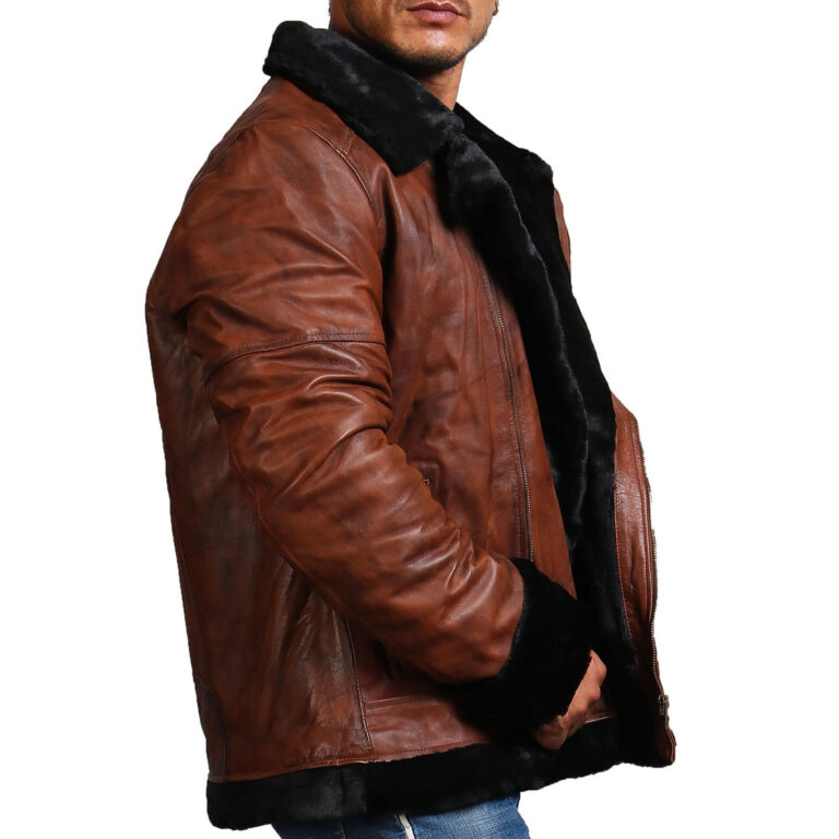 B3 Bomber Leather Jacket with Fur lining