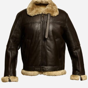 B3 Bomber Ginger Aviator Faux Fur Sheepskin Leather Jacket