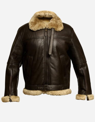 Brown shearling jacket mens for winters