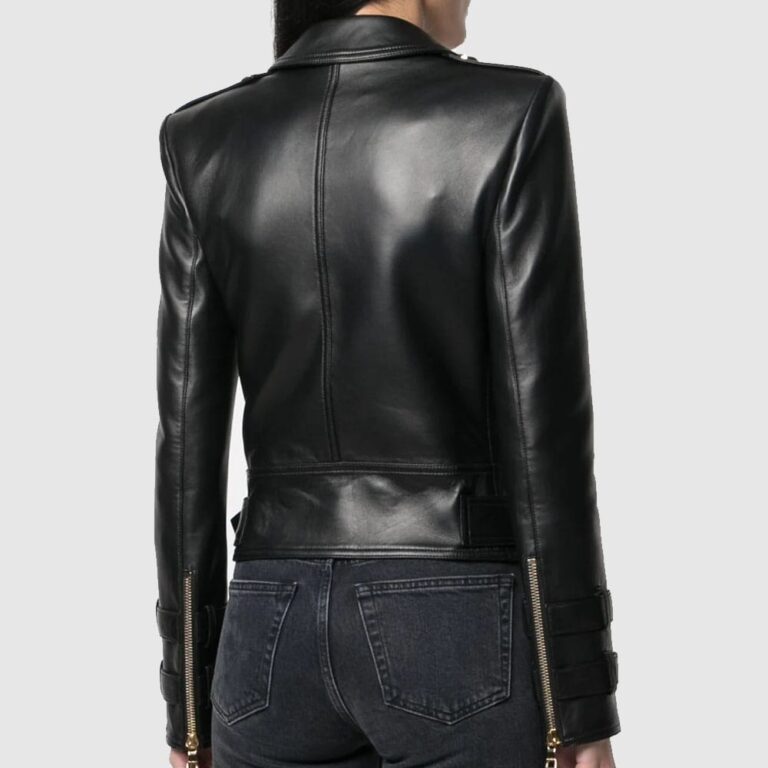 Balmain Button-detail Leather Biker Jacket