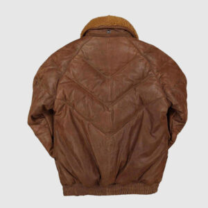 Brown Mens Leather V Bomber Jacket