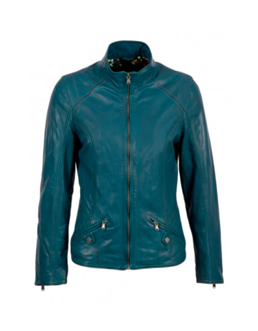 Iris Women Fashion Style Green Leather Jacket