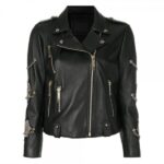 John Richmond Zipped Biker Style Women's Leather Jacket