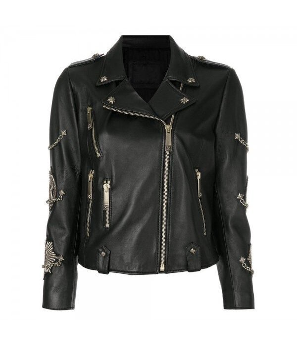 John Richmond Zippped Biker Style Women Leather Jacket