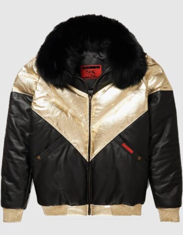 Lamb Skin Leather V-Bomber Leather Jacket For Men