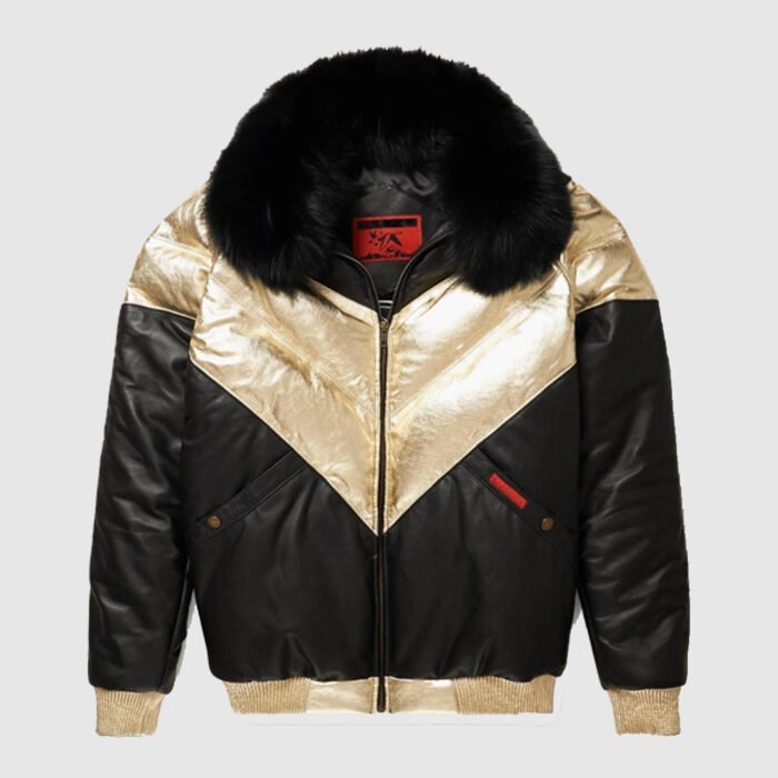 Lamb Skin Leather V-Bomber Leather Jacket For Men