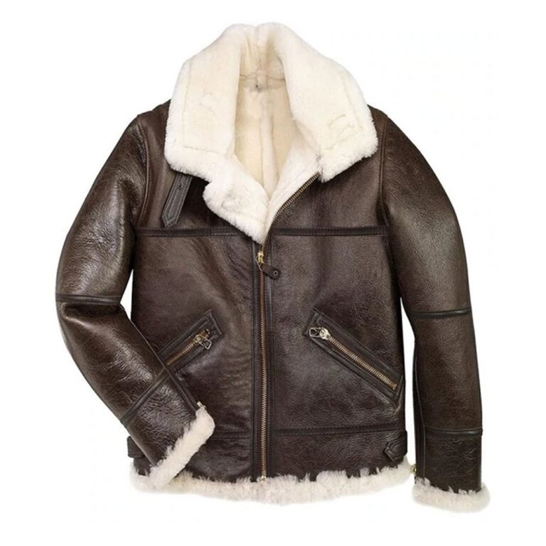 Brown shearling jacket mens for winters