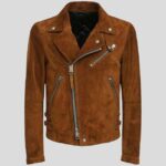 Timeless Men's Brown Suede Leather Biker Jacket - Classic Elegance