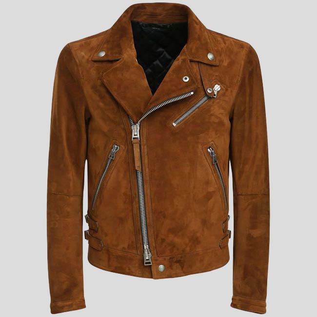 Shop Timeless Men's Brown Suede Leather Biker Jacket | Free Shipping ...