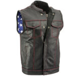 Old Glory Leather Vest with USA Flag Lining