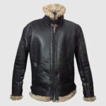 Black shearling jacket mens for winters