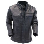 Men's Timeless Look Real Sheepskin Black Leather Shirt - Classic Elegance