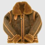 Real brown shearling jacket mens for winters