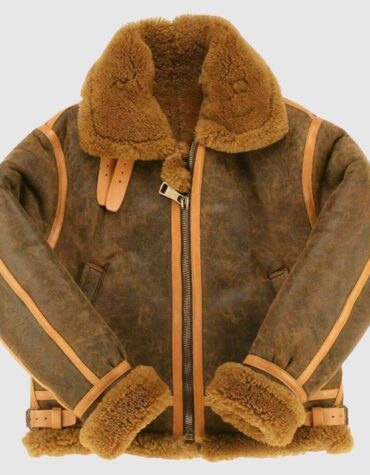 Real brown shearling jacket mens for winters
