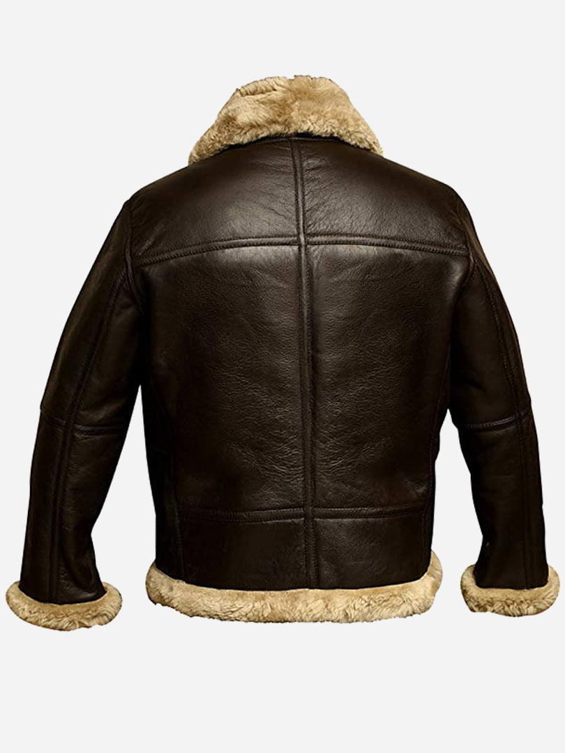B3 Bomber Ginger Aviator Faux Fur Sheepskin Leather Jacket - Mready