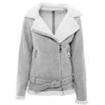 Women's Grey Suede Shearling Jacket