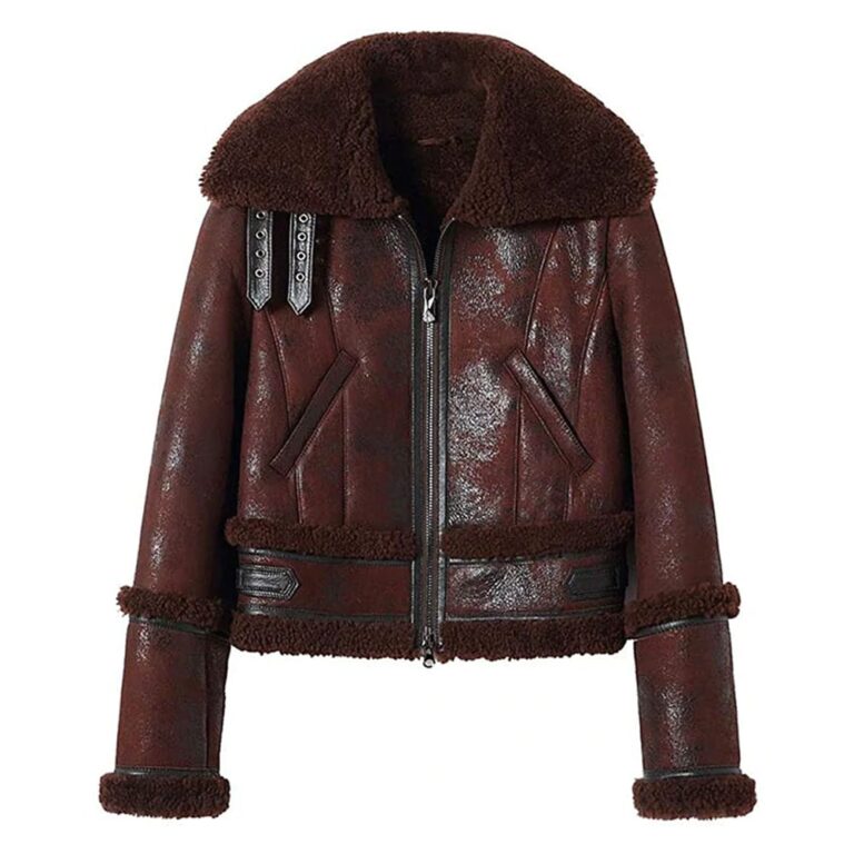 Women Elegant shearling leather jacket