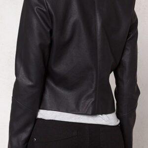 Womens Western Style Fashion Leather Jacket Black with Fringe