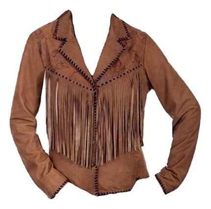 Western Leather Jackets for Women Cowgirl Leather Fringe Beaded Coat Suede Leather shirt