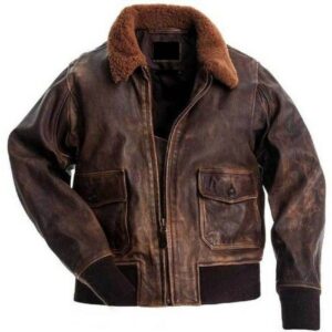 Handmade Aviator G-1 A-2 Flight Jacket Distressed Brown Real Bomber Leather Jacket