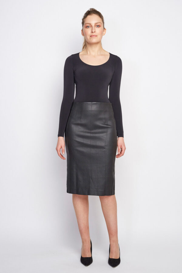 REAL LEATHER, LONG PENCIL SKIRT WOMEN BLACK