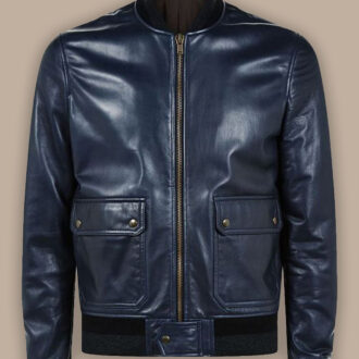 Men Navy Blue Bomber Jacket