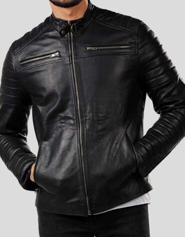 Elon Black Motorcycle Leather Jacket