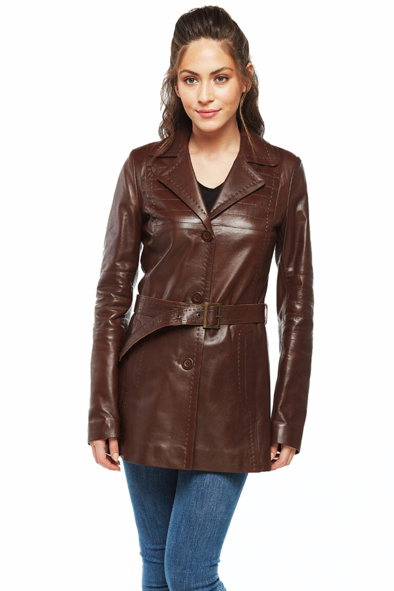 Rita Classic Brown Women’s Leather Coat