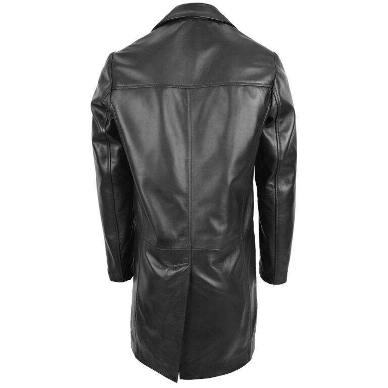 Mens Leather 3/4 Length Coat Jimmy Black