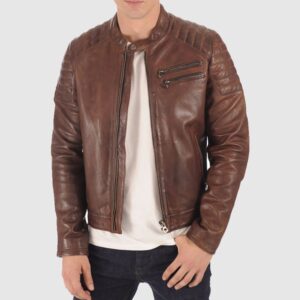 Amazing Brown Biker Leather Jacket For Men