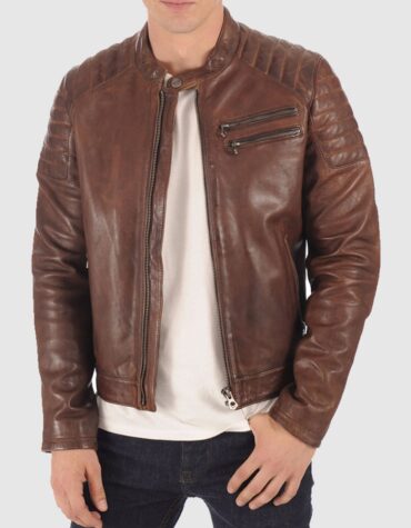 Amazing Brown Biker Leather Jacket For Men