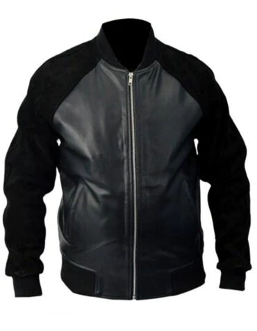 Andrew Garfield Black Leather Jacket With Suede