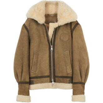 Brown sheepskin leather jacket for women