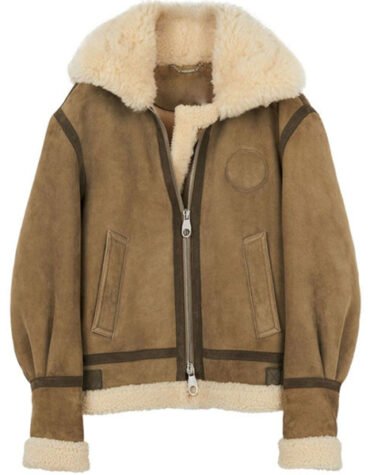 Brown sheepskin leather jacket for women