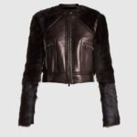 Urban Edge: Contrast-Sleeve Leather & Shearling Biker Jacket