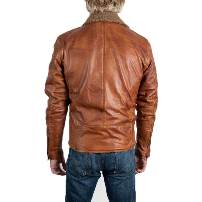 Men's Faux Fur Brown Leather Jacket