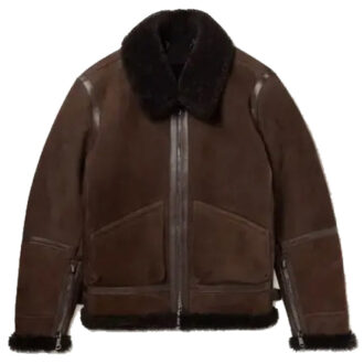  Dark brown shearling jacket mens for winters