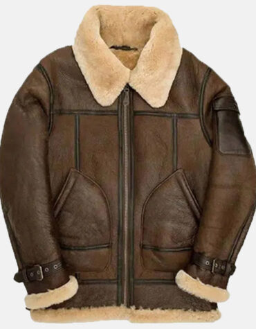 Brown shearling jacket mens for winters