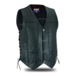 Men's Motorcycle Leather Vest with Gun Pocket